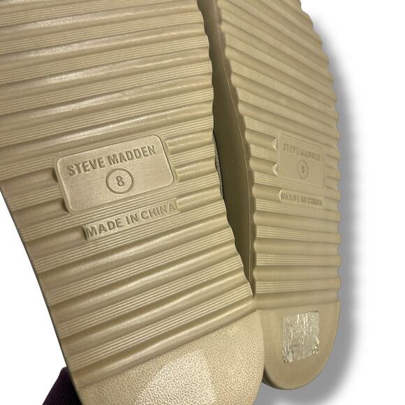 Steve Madden Bigschmona Platform Slide Sandals Size 8 Olive Green Flatform EUC - Picture 7 of 11